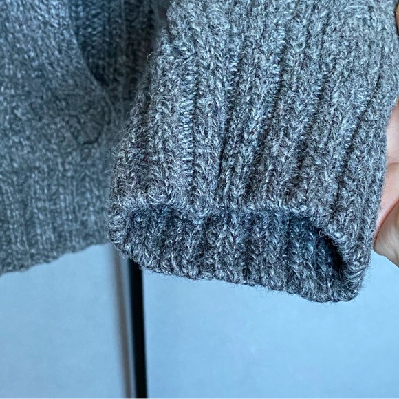 Banana Republic Shawl Cardigan Merino Wool Blend Cable Chunky Knit Gray Men Sz S - Picture 6 of 16